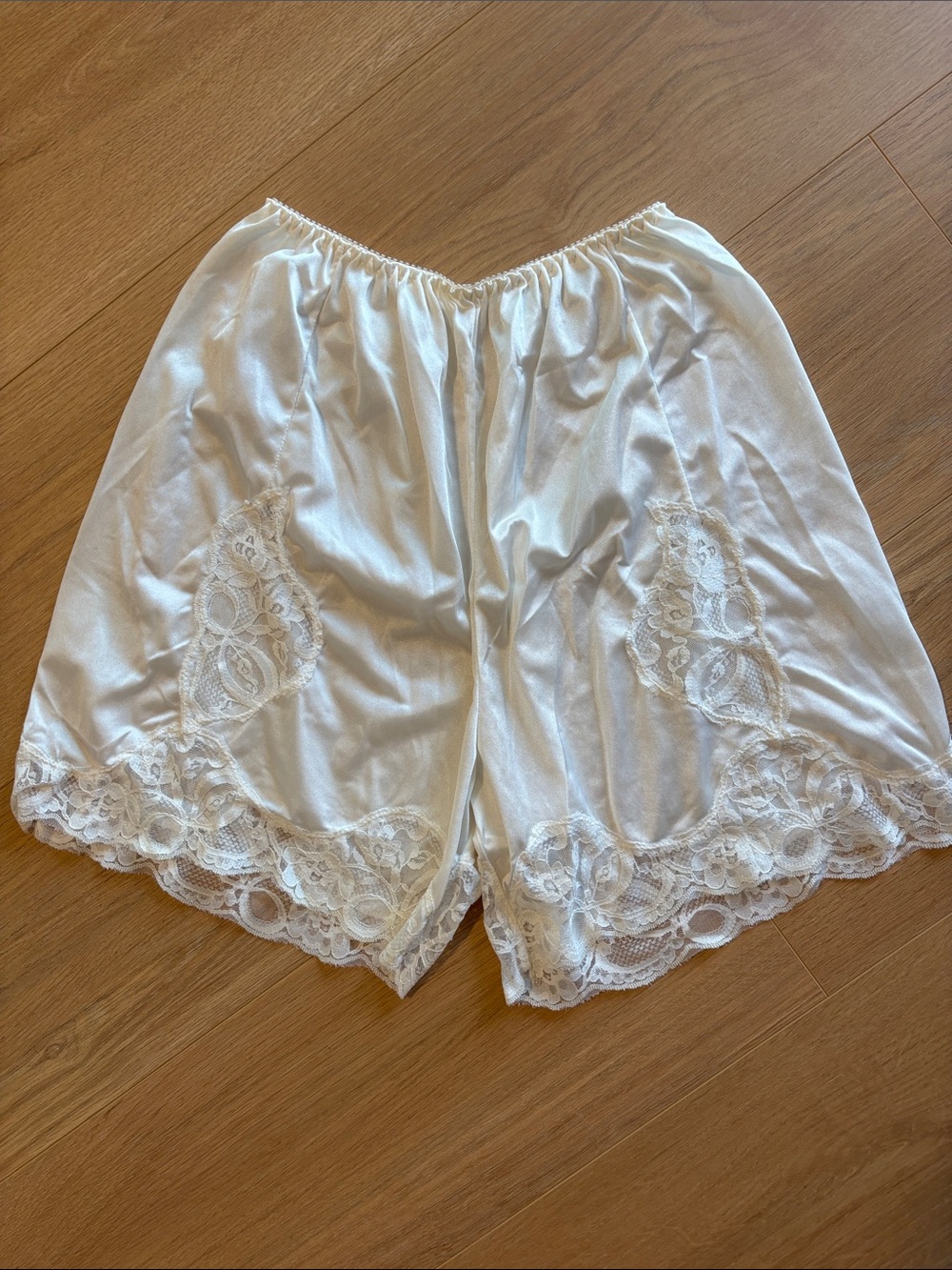 Vintage Silky White Lace Trim Tap Shorts - Womens Intimates boho